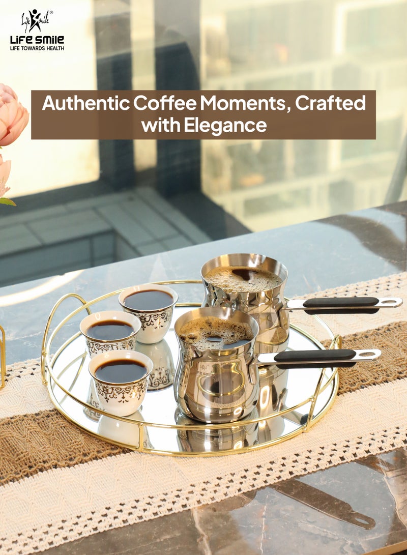 Life Smile طقم تسخين القهوة من الفولاذ المقاوم للصدأ – 350 مل و 500 مل | تسخين سريع | مقاوم للصدأ | وعاء متعدد الاستخدامات للقهوة والحليب والزبدة والزيت - Image 4