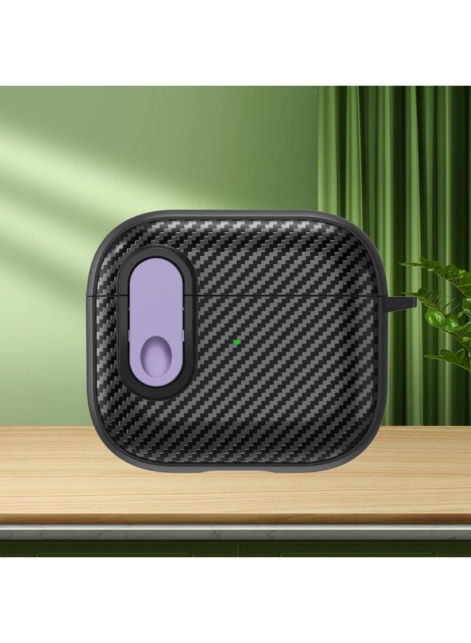 Raxoom Case Cover For AirPods 3 Carbon Fiber Texture Wireless Earphones Case with Security Lock Purple