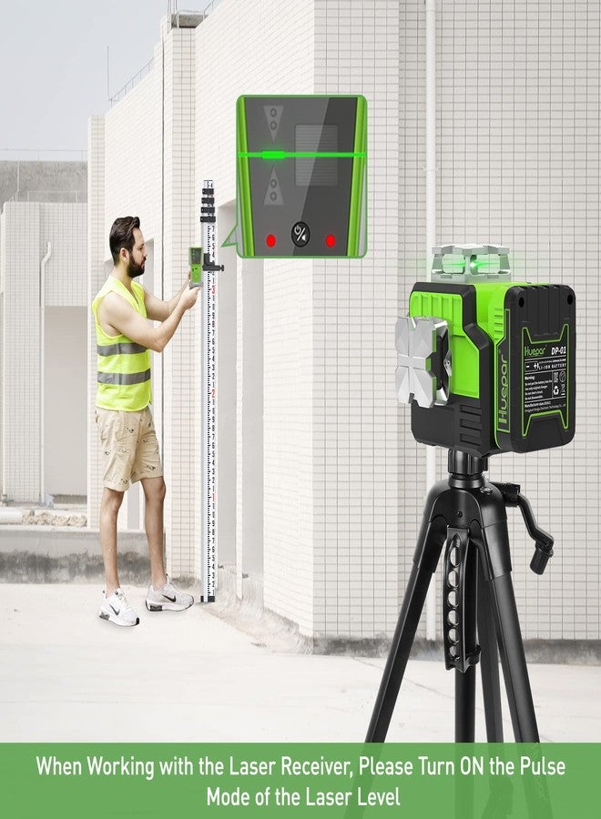 Huepar LR-8RG Laser Receiver, Compatible with All Huepar and Pro Laser Levels with Pulse Mode, ±1/17 In, Up to 200Ft, Green & Red Beams Laser Detector, Two-Sided LED Prompt, Magnet, Clamp Included - Image 3