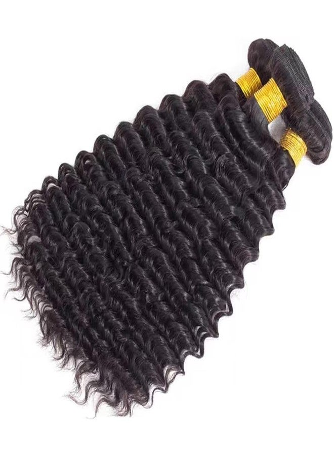 HighEr Human Hair Bundles Deep Wave Curly Bundle Human Hair Brazilian Virgin Hair 16 18 20 Inch 3 Bundles for Women 10A Grace Unprocessed Deep Curly Hair Bundle Weave Extensions Natural Black - Image 2