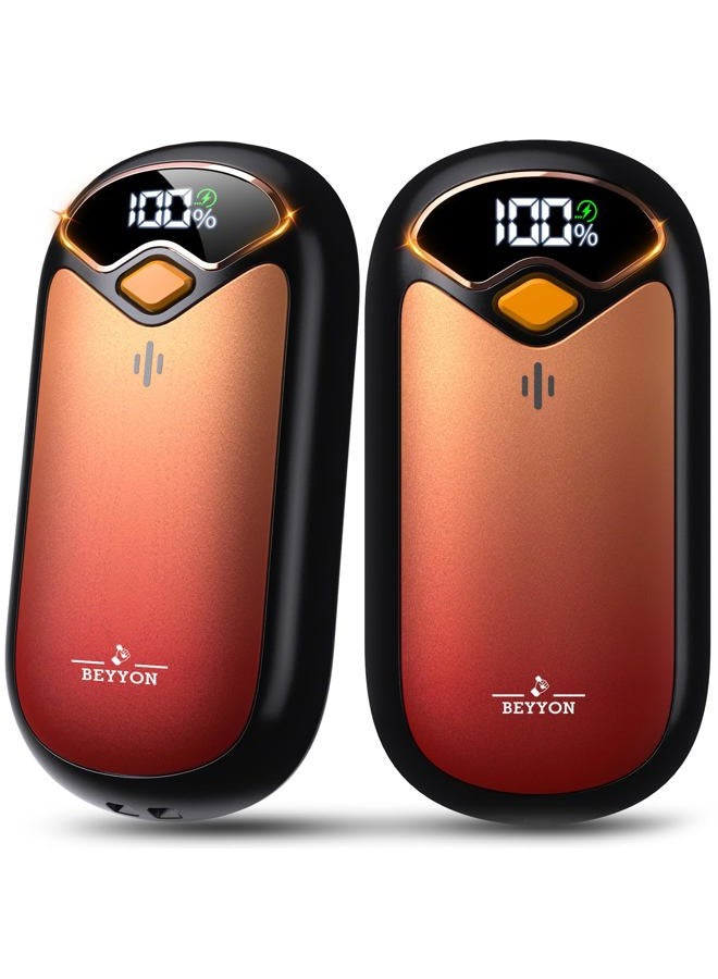 BEYYON Hand Warmers Rechargeable - Electric Hand Warmer Rechargeable 2 Pack, LED Digital Display, 4 Heat Levels Reusable, USB, Magnetic Portable Handwarmers for Golf/Camping/Hunting, Gift for Women, Men - Image 1