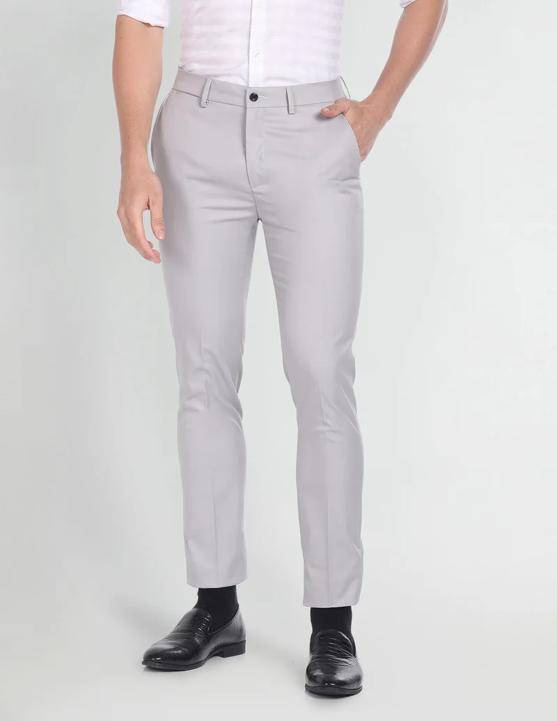 Solid Dobby Formal Trousers
