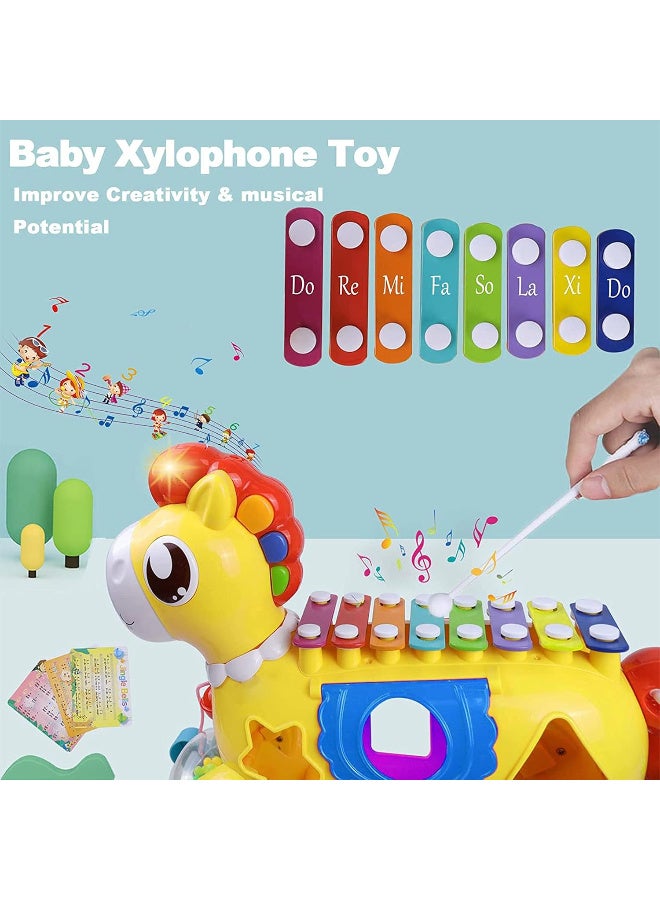 Let your child have fun and learn at the same time with this magical rocking horse!   - Colorful xylophone piano to boost hearing and creativity   - Shape sorting games to improve focus and hand-eye coordination   - Safe rocking horse for movement and balance   - Rotating balls and colorful beads to develop fine motor skills   - Bright, child-safe colors   - Enhances intelligence, sensory skills, and attention span   - Suitable for kids 1 year and up – a perfect gift for boys and girls! - Image 2