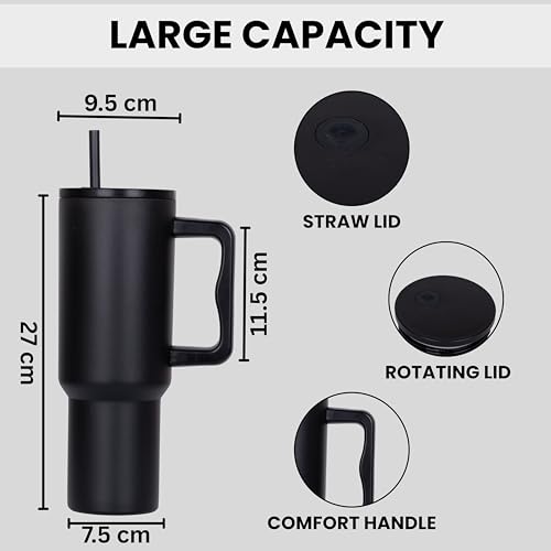 CYNVEXA Tumbler with lid and Straw 1200ML Cup Stainless Steel Vacuum Insulated Tumbler for Water, Iced Tea or Coffee 1.2L Office Gym Travelling (Pista) - Image 4