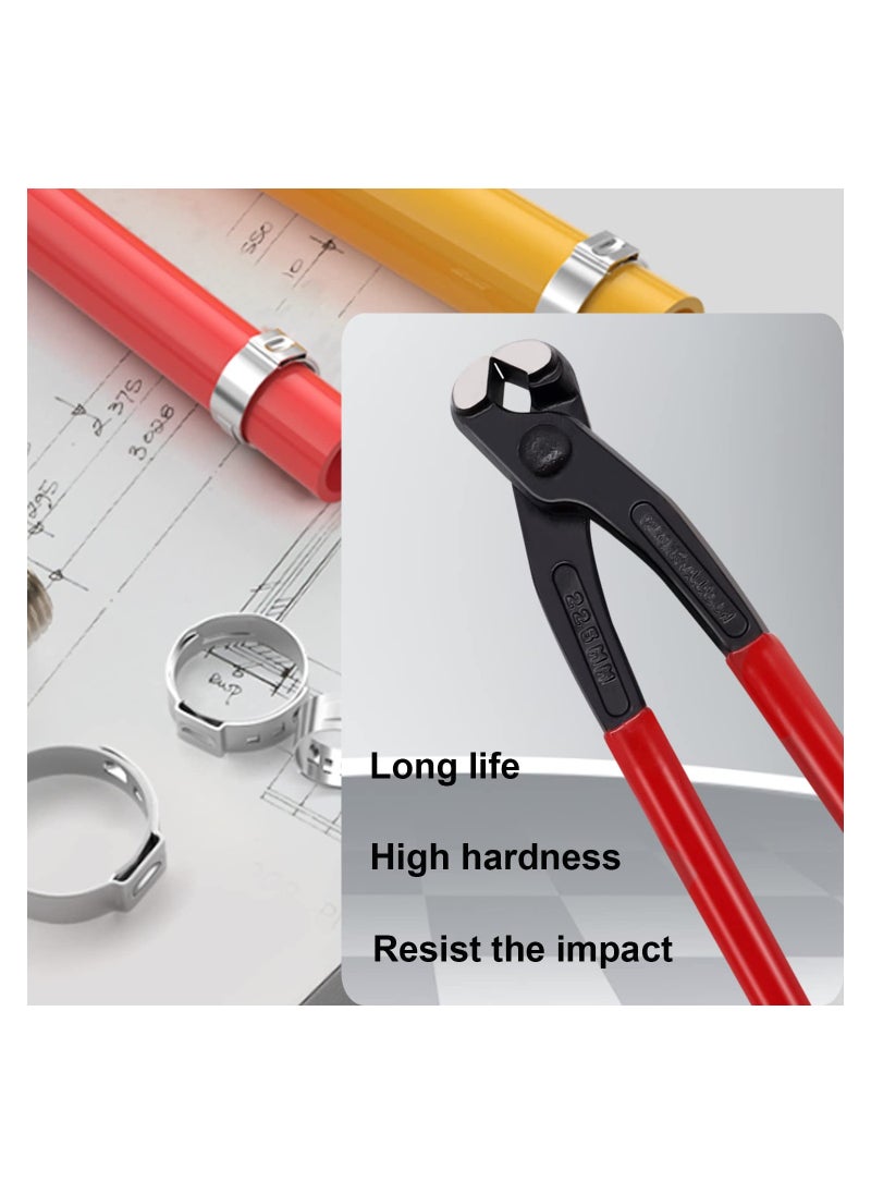 SYOSI Single Ear Clamp, 9inch Pincer Carbon Steel Ear Clamp, Pliers Tool Install, Remove Clamp Crimp Pliers Nail Puller, Clamp Crimping for repairing pipes, fuel lines, Nail Puller, Hand Clamp Cutter  - Image 4