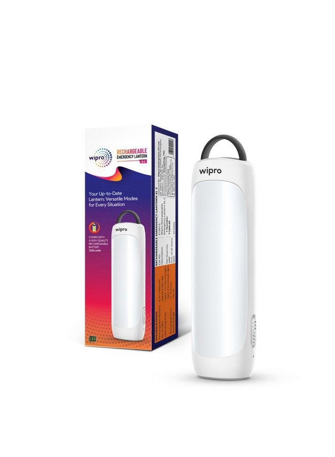 Wipro EL2 Rechargable Emergency Lantern with 2-in-1 Lighting Mode | Translucent Diffuser for Uniform Light | Compact Design | Robust & Sturdy Product Material | Pack of 1 - Image 1