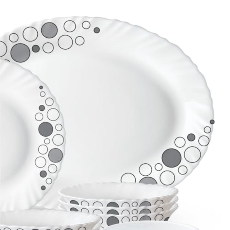 LARAH PLANO OPAL DINNER SET LUNA, 38DSPL01-SB, 38 قطعة مجموعة 6 × طبق عشاء، 6 × طبق جانبي، 6 × وعاء حساء، 6 × وعاء، 6 × كوب، 6 × صحن، 1 × وعاء تقديم، 1 × طبق بيضاوي - Image 2