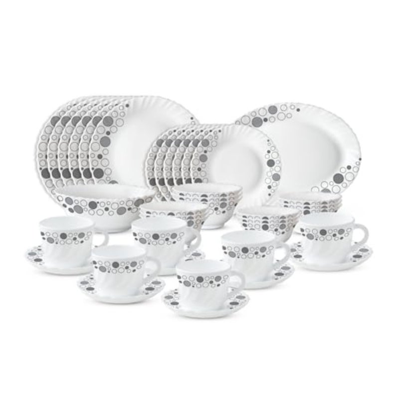 LARAH PLANO OPAL DINNER SET LUNA, 38DSPL01-SB, 38 قطعة مجموعة 6 × طبق عشاء، 6 × طبق جانبي، 6 × وعاء حساء، 6 × وعاء، 6 × كوب، 6 × صحن، 1 × وعاء تقديم، 1 × طبق بيضاوي - Image 1