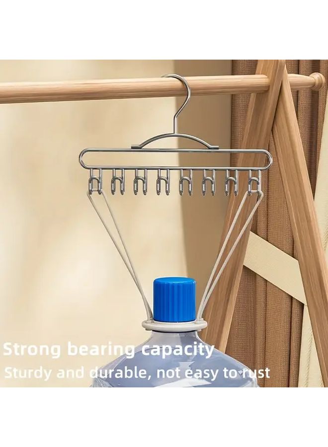 Gray 2Pcs Heavy Duty Metal 8 Hook Closet Hangers Space Saving Organizer - Image 4