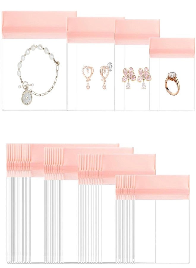 LETGO 30 Pcs Travel Jewelry Bags, Clear Jewelry Pouches Bags, Anti Tarnish Jewelry Bag Jewelry Storage Bags for Earrings Rings Necklaces Bracelets for Gift Women Girls (Pink Clear, 4 Mixed Sizes) - Image 1