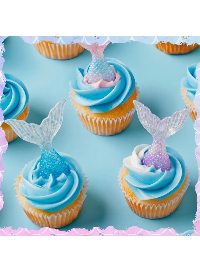 Kenning 48 Pcs Resin Mermaid Tails Cupcake Ring Toppers Under the Sea Cupcake Topper for Mermaid Theme Birthday Party Cake Decorations Baby Shower Weeding Anniversary Sea Party Supplies - Image 5
