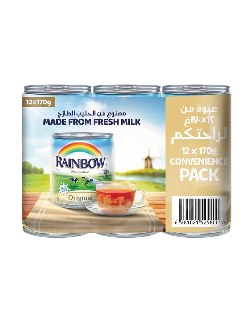 Rainbow Evaporated Milk With Vitamin D,  12 *170 gm - Image 1