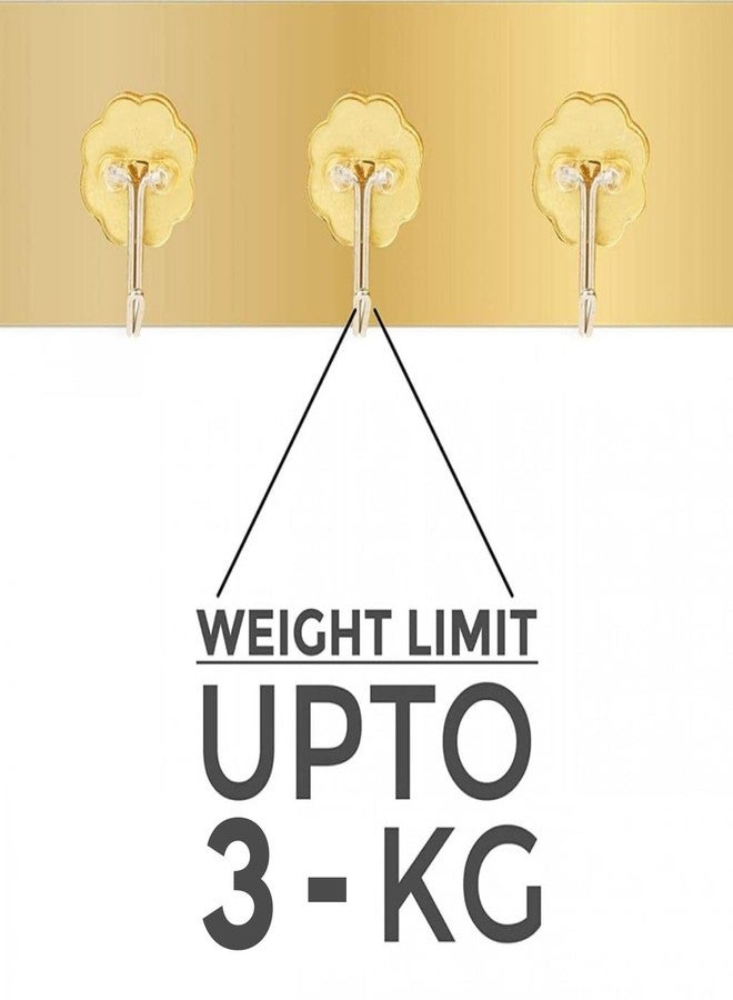 LINEAR Golden Wall Hook for Hanging | Adhesive Wall Hook Rack | Kitchen Organizer Hooks for Wall | Door Hooks Rail for Hanging Keys,Clothes,Towel, No-Drill Installation, 6 Hooks - Image 3