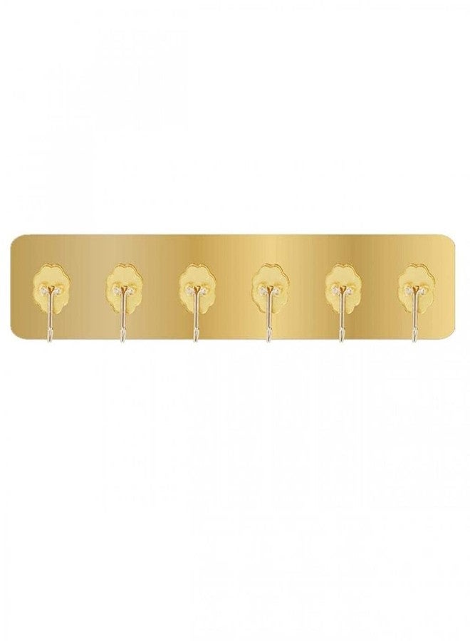 LINEAR Golden Wall Hook for Hanging | Adhesive Wall Hook Rack | Kitchen Organizer Hooks for Wall | Door Hooks Rail for Hanging Keys,Clothes,Towel, No-Drill Installation, 6 Hooks - Image 5