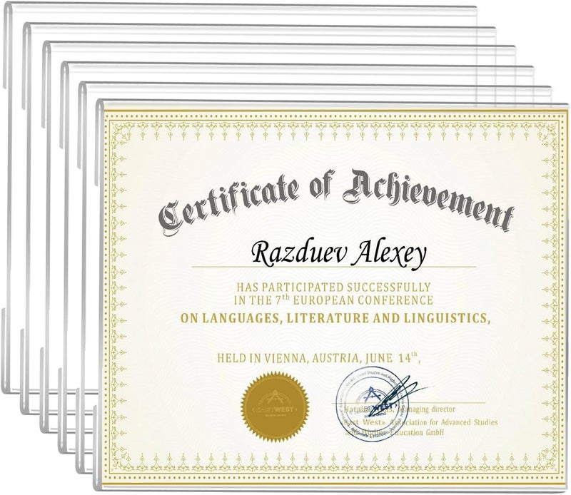 Ludery 11x14 Acrylic Picture Frame Set of 6, Wall Mounting Frame 14x11 Clear Certificate Document Frame, Diploma Frames for Wall Display-11x14 Horizontal - Image 1