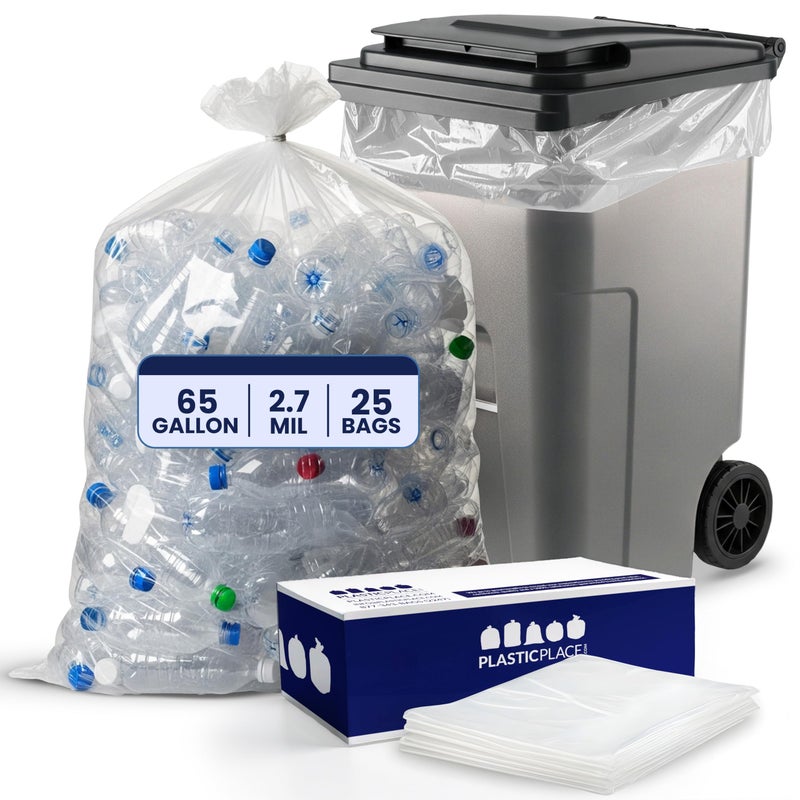 Plasticplace 65 Gallon Trash Bags â”‚ 2.7 Mil â”‚ Clear Heavy Duty Garbage Can Liners â”‚ 50â€ x 48â€ (25 Count) - Image 3