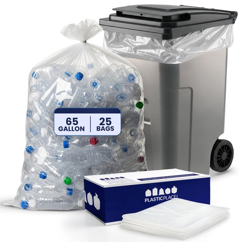 Plasticplace 65 Gallon Trash Bags â”‚ 2.7 Mil â”‚ Clear Heavy Duty Garbage Can Liners â”‚ 50â€ x 48â€ (25 Count) - Image 2