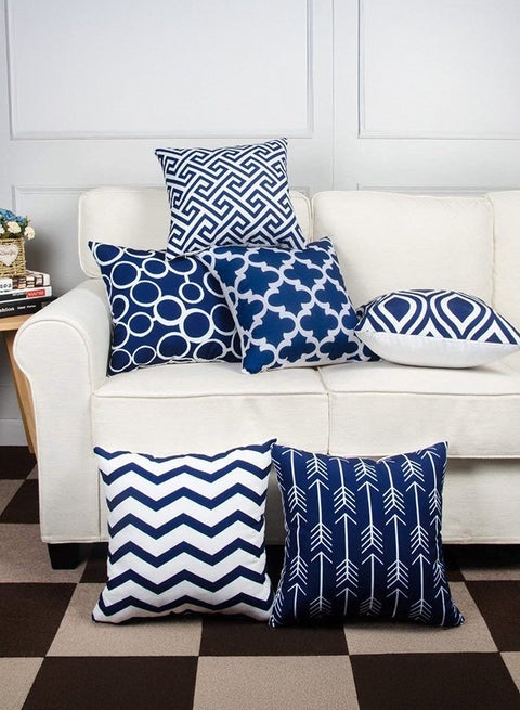 حزمة من 6 أغطية وسائد للأريكة بأنماط هندسية زخرفية حديثة مقاس 45 × 45 سم