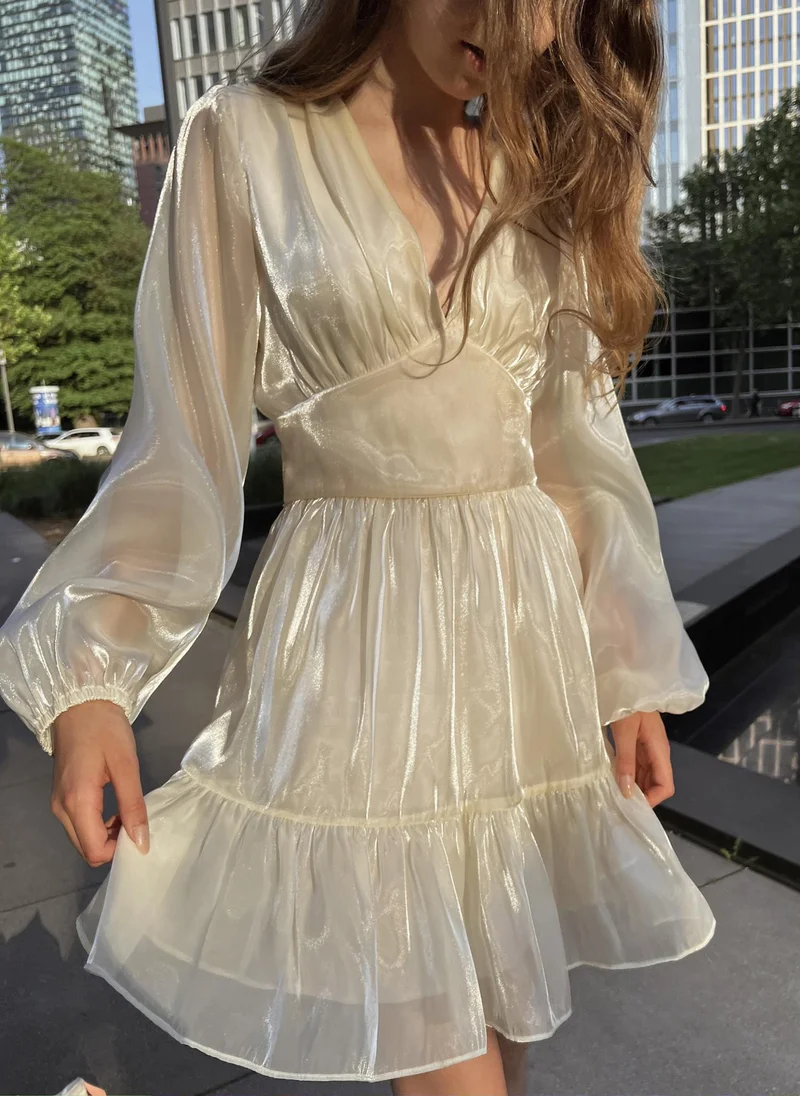 Lichi  Light ruffled chiffon mini dress for Women | Best Price UAE