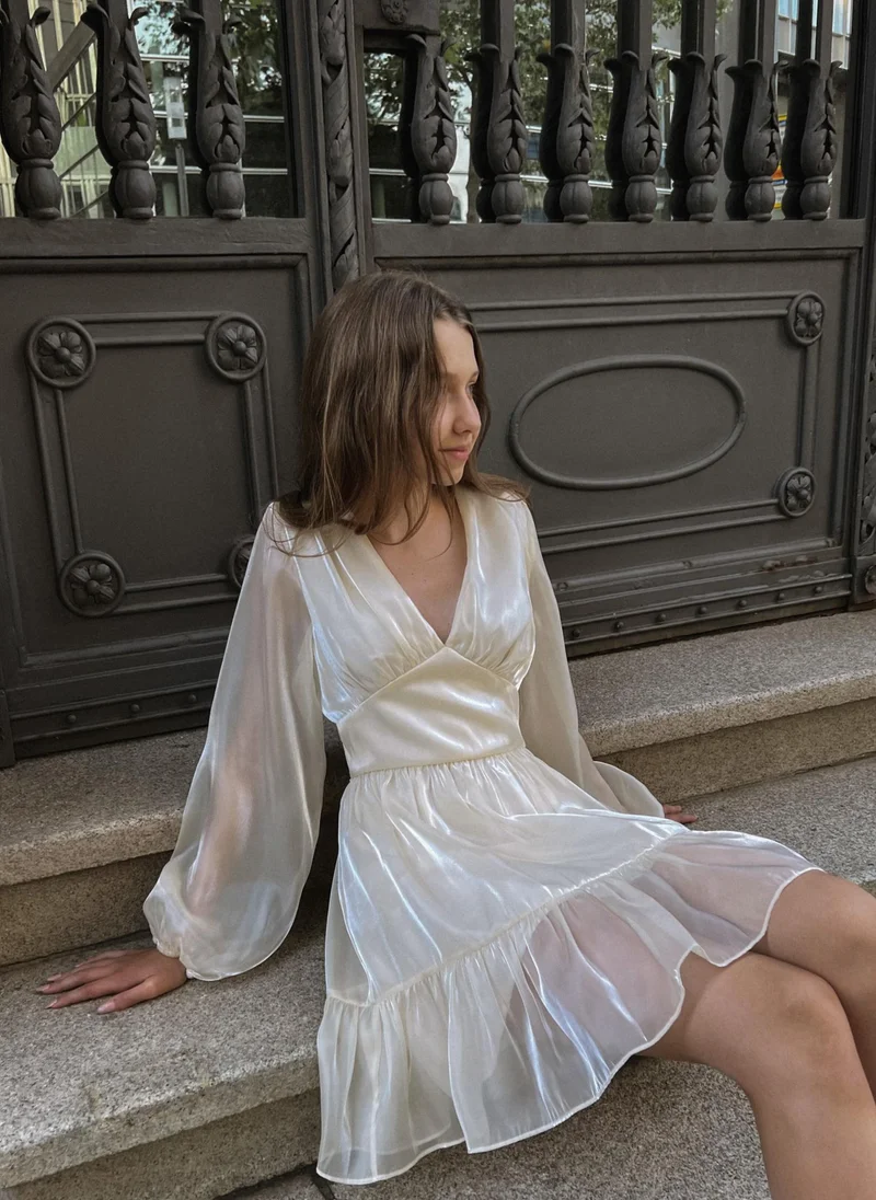 Lichi  Light ruffled chiffon mini dress for Women | Best Price UAE