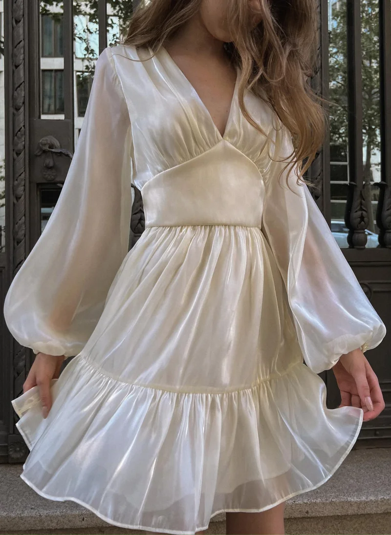 Lichi Light ruffled chiffon mini dress