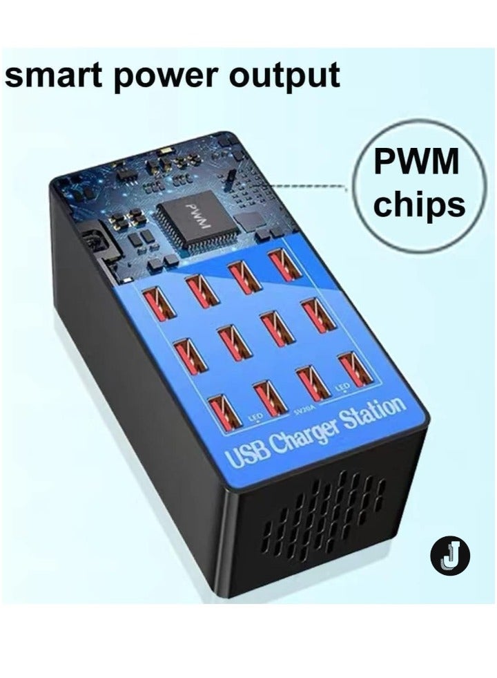 JAJEEK "20-Port Multi USB Charger, 100W Charging Station with Smart Detection – USB Charger for Smartphones, Tablets, & Devices" - Image 4