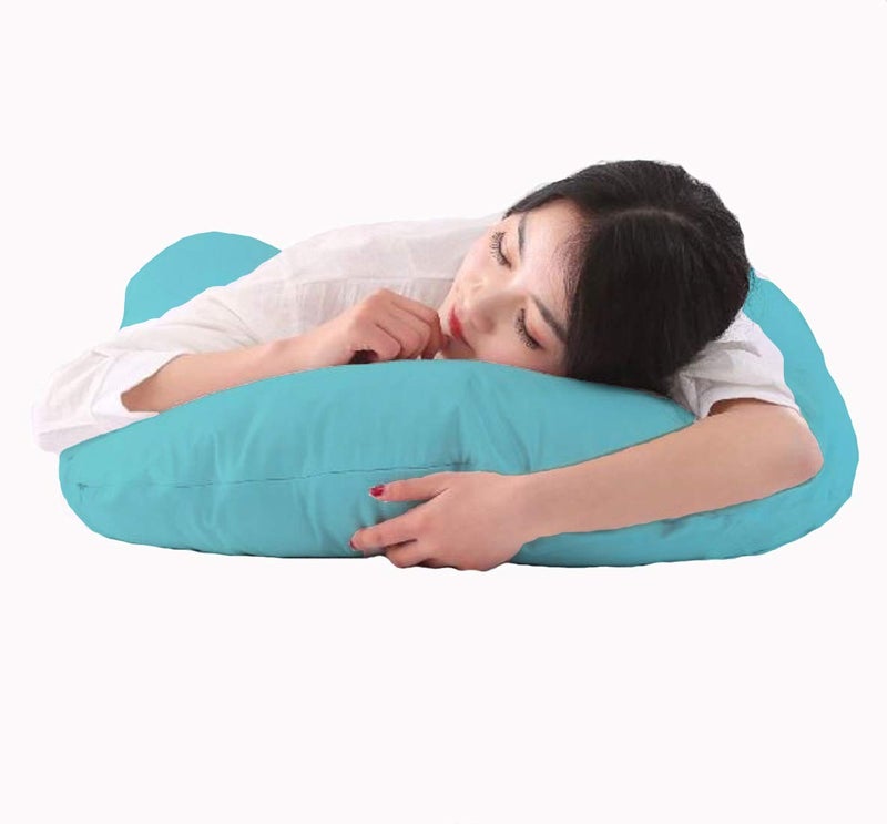 DAKSH Pregnancy Pillow for Sleeping, Maternity Pillow for Pregnant Women, U-Shape Body Pillow with 100% Cotton Cover - Sky Blue - Image 2