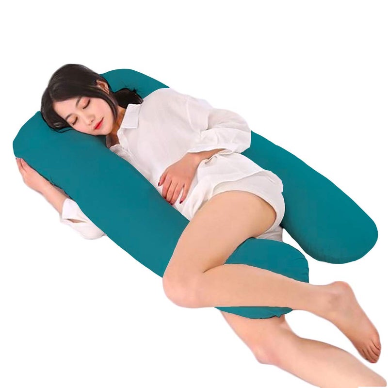 DAKSH Pregnancy Pillow for Sleeping, Maternity Pillow for Pregnant Women, U-Shape Body Pillow with 100% Cotton Cover - Sky Blue - Image 5