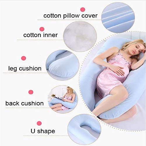 DAKSH Pregnancy Pillow for Sleeping, Maternity Pillow for Pregnant Women, U-Shape Body Pillow with 100% Cotton Cover - Sky Blue - Image 3
