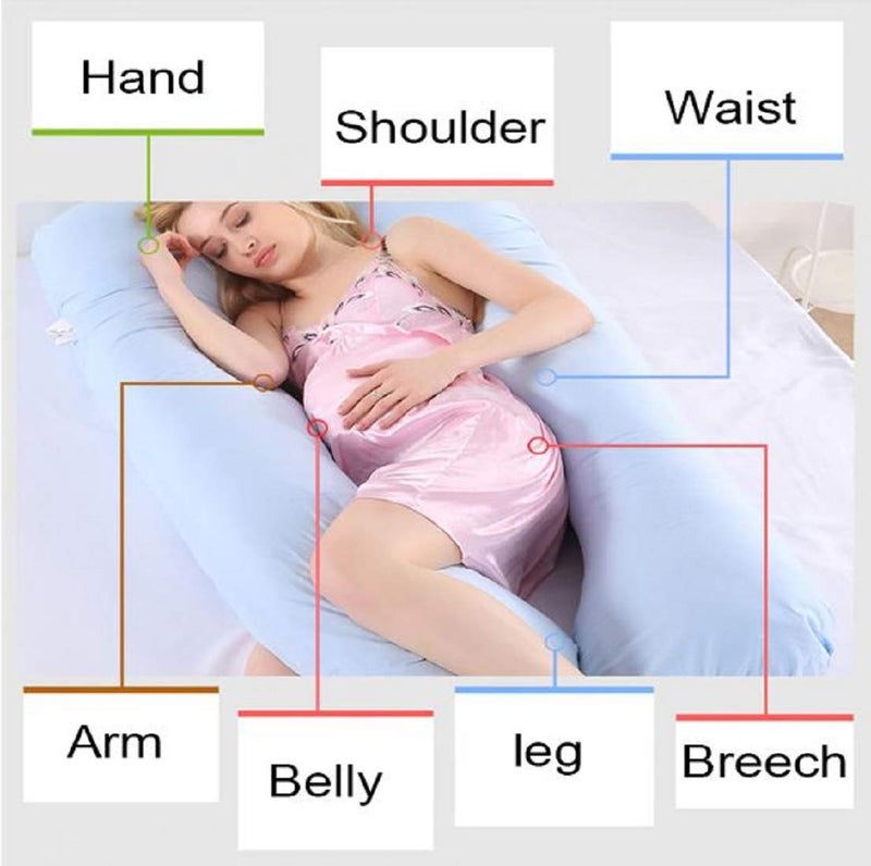 DAKSH Pregnancy Pillow for Sleeping, Maternity Pillow for Pregnant Women, U-Shape Body Pillow with 100% Cotton Cover - Sky Blue - Image 4