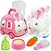SMILESSKIDDO Hopping Bunny Toys for Girls Electronic Jumping Rabbit with Wiggle Ears Nose Storage Cage and Accessories Interactive Pet Care Pretent Play Toy Gifts for Toddlers 1 2 3 4 5 6 - Image 2