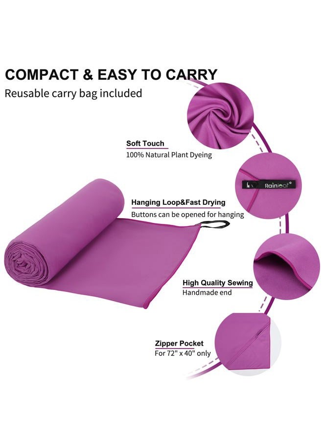 Rainleaf Microfiber Towel, 30 X 60 Inches. Purple - Image 3