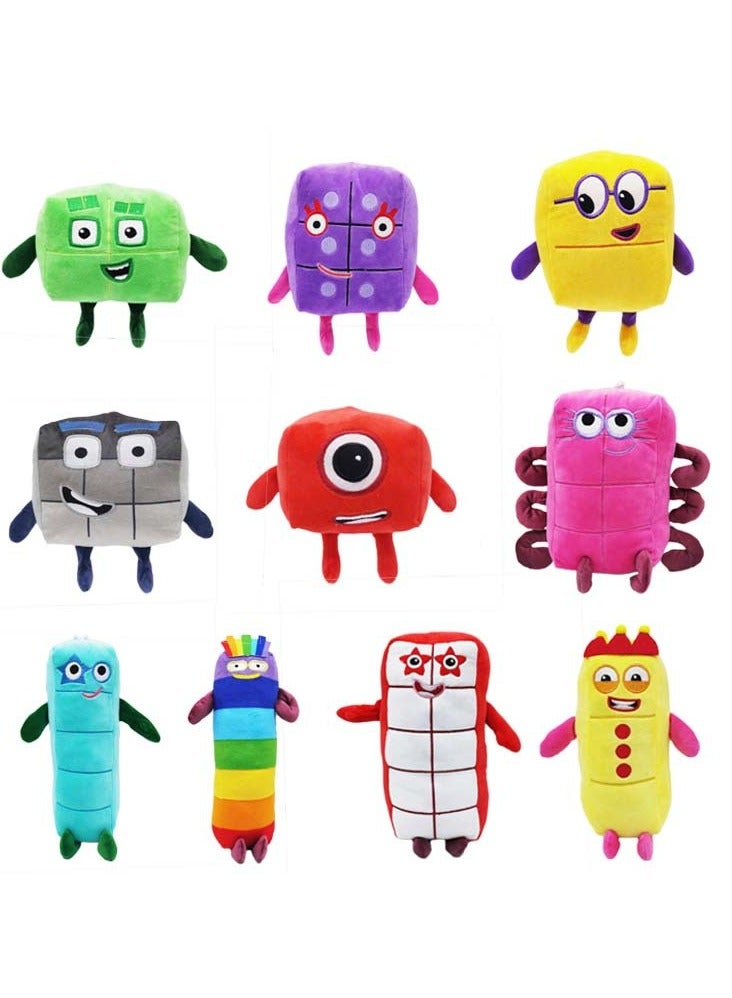 Numberblocks Cartoon Number Plush Doll Toys Educational Stuffed Movie Anime Figure, No.10 white red  - Image 1