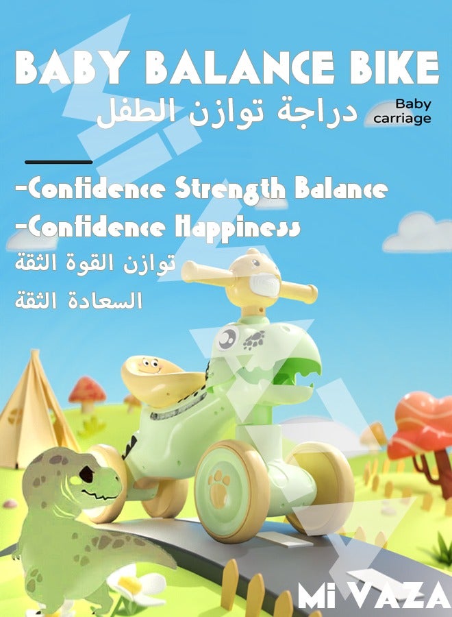 مي فازا دراجة توازن الطفل لعمر سنة واحدة للأولاد والبنات من عمر 12 إلى 36 شهرًا، 4 عجلات صامتة، مقعد ناعم لمرحلة ما قبل المدرسة، ألعاب ركوب أول للأطفال الصغار هدايا عيد الميلاد الأول - Image 1