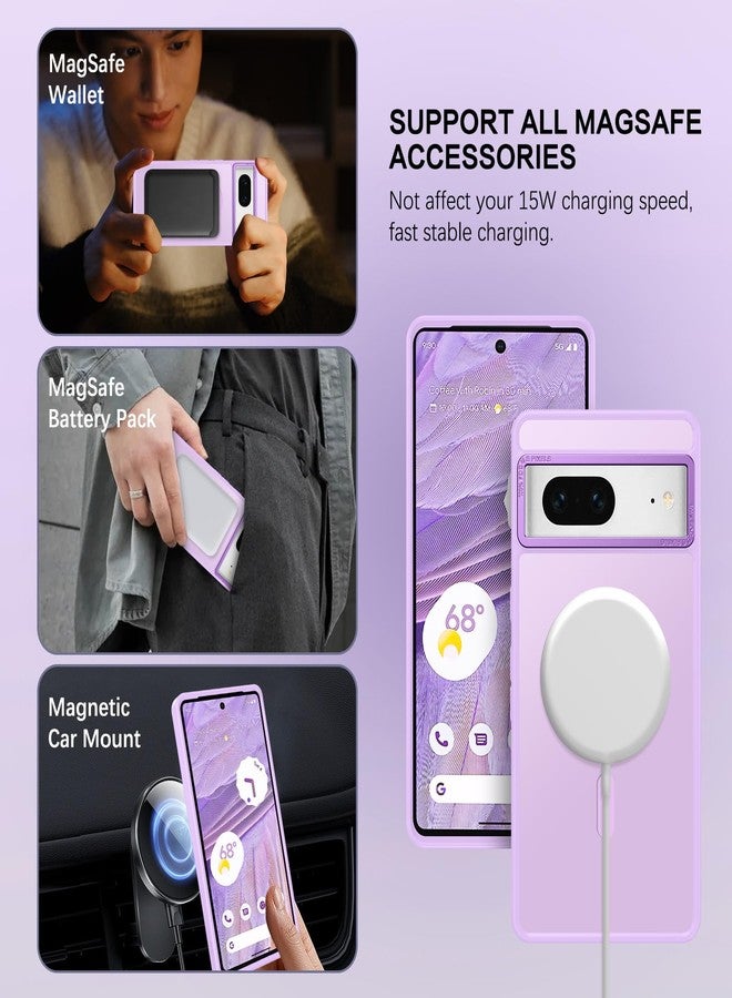 BENTOBEN for Google Pixel 7 Case [Compatible with Magsafe] Translucent Matte Magnetic Pixel 7 Case Magsafe Slim Thin Shockproof Women Men Protective Phone Cover for Google Pixel 7 6.4", Light Purple - Image 2