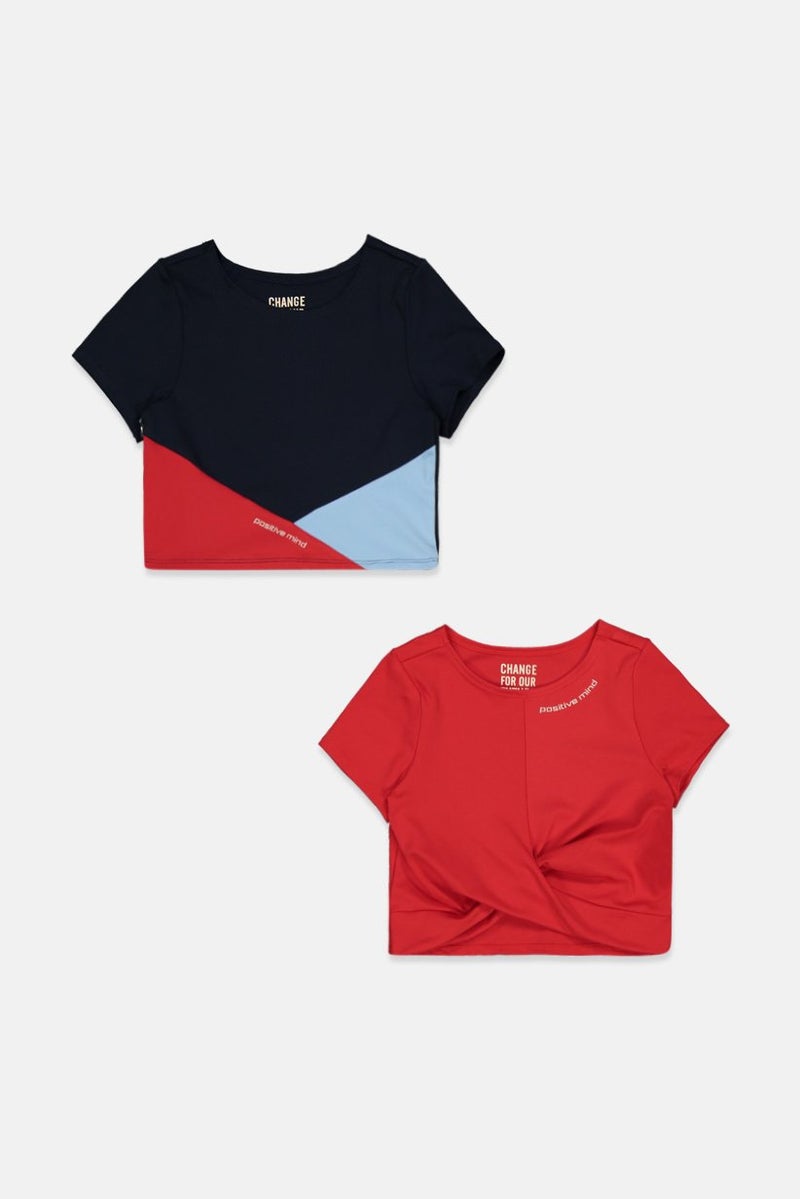 Tchibo قميص قصير الأكمام وظيفي للفتيات الأطفال 2 قطعة، متعدد الألوان - Image 1