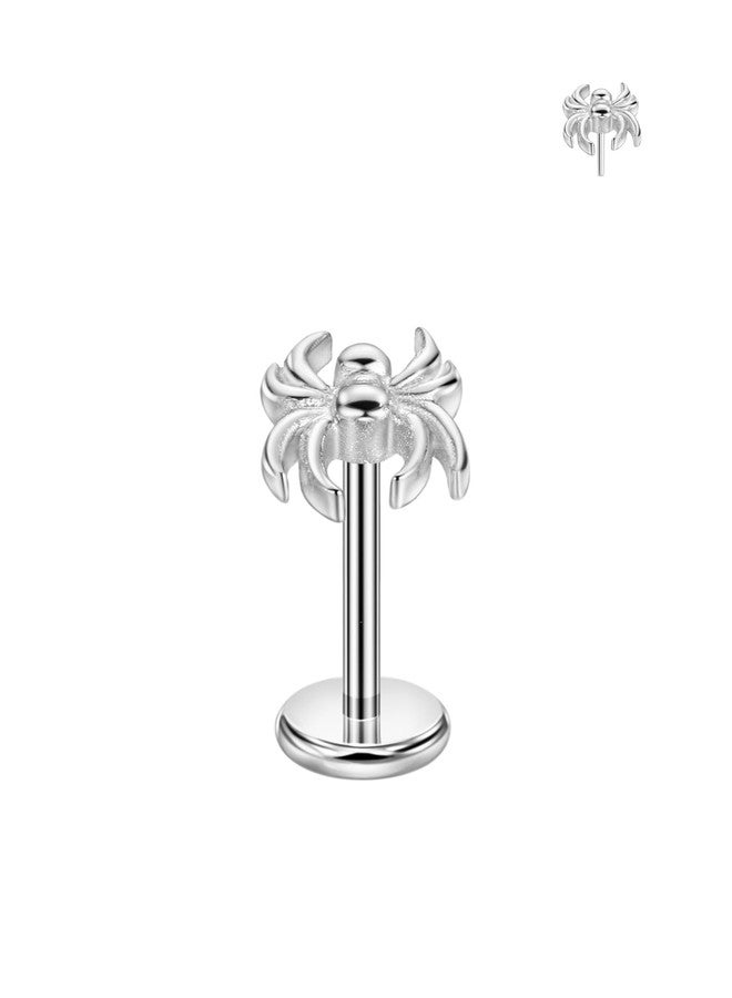 FANSING Spider Labret Studs Push Pin Earrings 6mm Length Threadless Nose Stud Surgical Steel Nose Rings for Women 20g Conch Earlobe Rook Tragus Piercing Jewelry Halloween Jewelry - Image 1