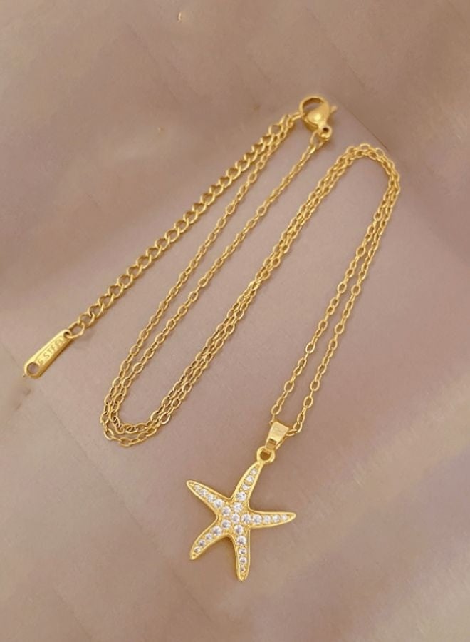 Andaazs Andaazs Women's Starlight Star Pendant Necklace in 18K Gold Plated with Cubic Zirconia inserts  - Image 3
