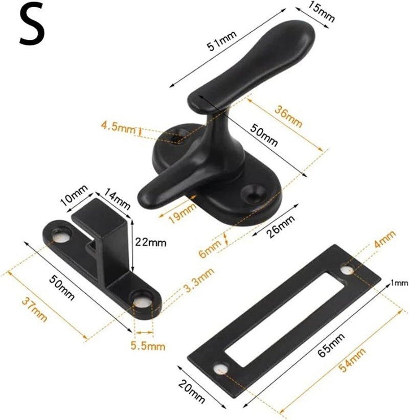 أقفال إطار النافذة 10 قطع مقبض باب صغير أسود مع فتحة بطاقة مزدوجة - Image 3