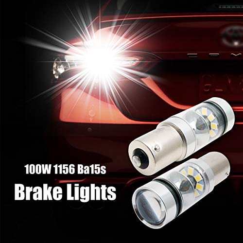 MASO 1156 Car Brake Lights, 100W BA15S 382 P21W XBD White LED Stop Reverse Parking Light Canbus Bulb Pack of 2 - Image 3