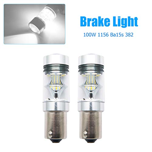 MASO 1156 Car Brake Lights, 100W BA15S 382 P21W XBD White LED Stop Reverse Parking Light Canbus Bulb Pack of 2 - Image 2