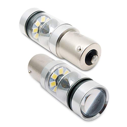 MASO 1156 Car Brake Lights, 100W BA15S 382 P21W XBD White LED Stop Reverse Parking Light Canbus Bulb Pack of 2 - Image 1