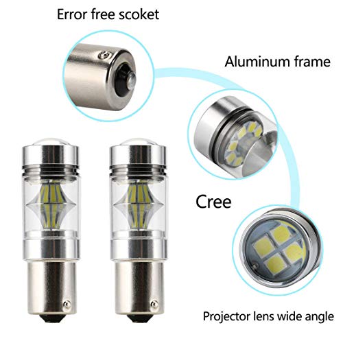 MASO 1156 Car Brake Lights, 100W BA15S 382 P21W XBD White LED Stop Reverse Parking Light Canbus Bulb Pack of 2 - Image 4