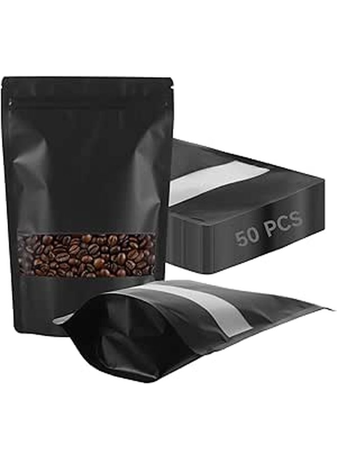 50 Reusable Smell Proof Self Sealing Mylar Stand Up Bags With Window For Food Storage - Image 1