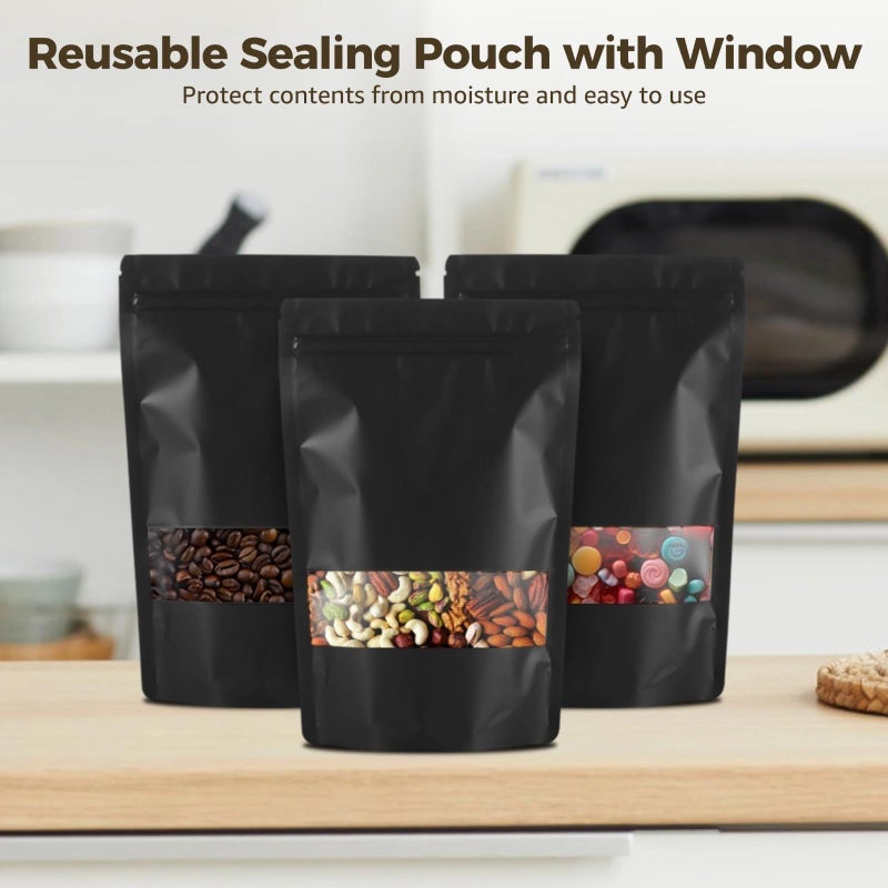 50 Reusable Smell Proof Self Sealing Mylar Stand Up Bags With Window For Food Storage - Image 3