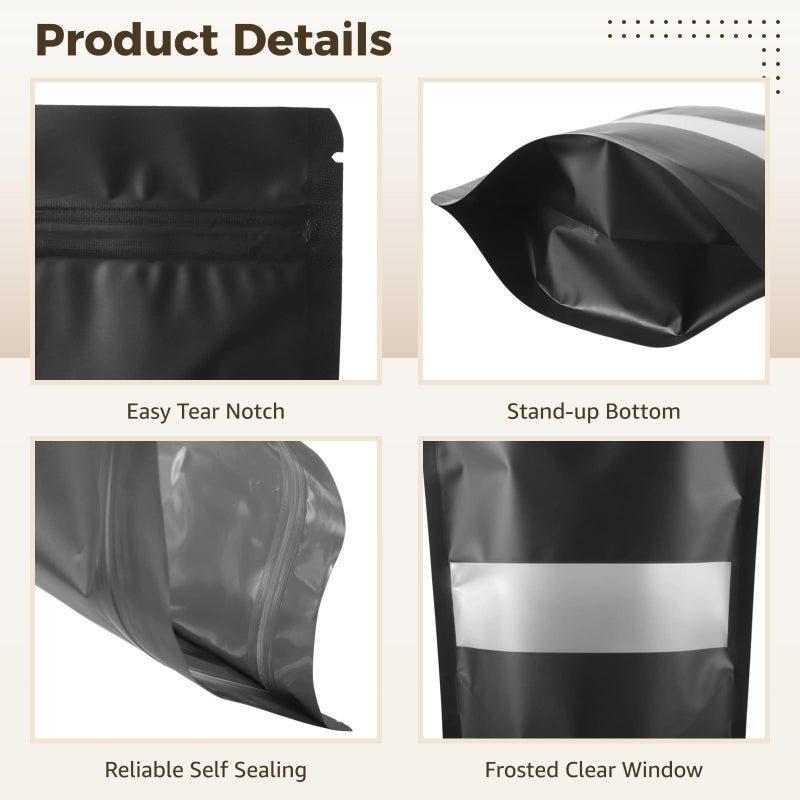 50 Reusable Smell Proof Self Sealing Mylar Stand Up Bags With Window For Food Storage - Image 4