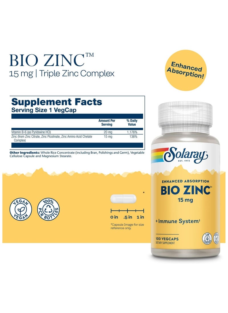 Solaray SOLARAY Bio Zinc with Picolinate Synergistic Ingredients (100 Capsules)  - Image 2