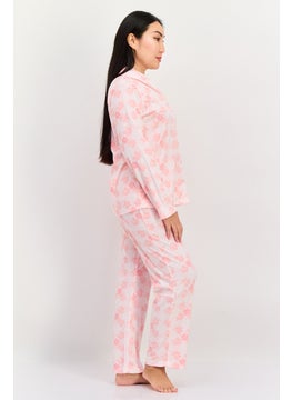 Carole Hochman Women 2 Pcs Allover Print Top And Bottom Pyjama Set, Pink  - Image 4