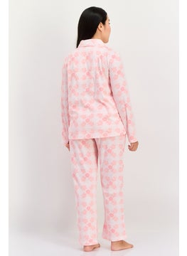 Carole Hochman Women 2 Pcs Allover Print Top And Bottom Pyjama Set, Pink  - Image 2