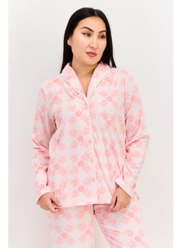 Carole Hochman Women 2 Pcs Allover Print Top And Bottom Pyjama Set, Pink  - Image 3